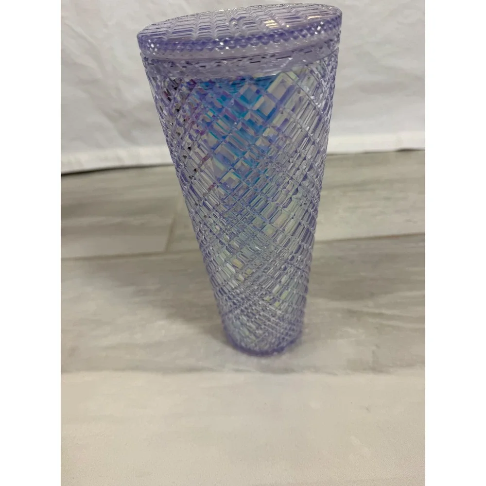Starbucks Lavender Iridescent Studded Grid Venti Tumbler 24oz Cold Cup Purple